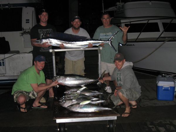 12-13-09
A nice spear fish and some medium Yellowfin Tunas for Joe, Josh, Jason, Ryan and Joe. 
