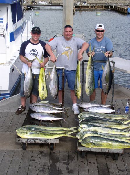 2-8-08
 24 Mahi Mahi and a hand full of nice Yellowfin... Looks like Kasey, Derek and Lance had their work cut out for them. Nice job guys. 
