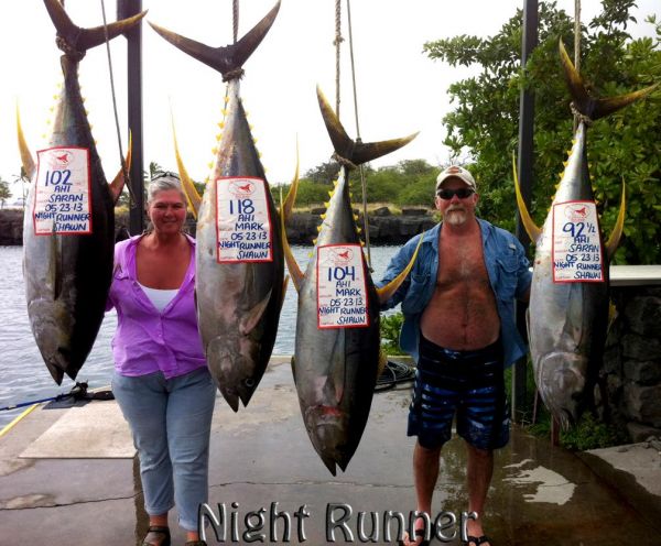 5-23-2013
Ahi hanging at the Night Runner dock
Keywords: ahi,tuna,yellowfin,mahi mahi,dolphin,fish,charter,fishing,oahu,north shore,hawaii,sportfishing