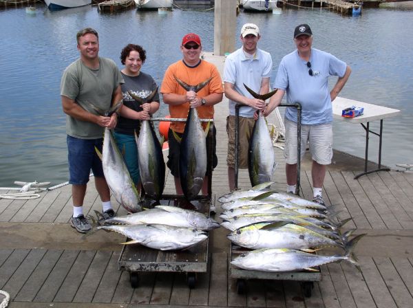 6-17-08
Brandon, Jennifer, James, Ryan and Brandon did a number on the Yellowfin Tuna.
