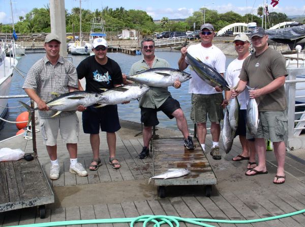  7-6-08
Jason, Mac, Josh, Tim, Cory and Dave got some nice size Yellowfin Tuna.
