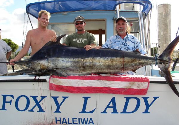 8-15-08
Brett and Dale added this 300#r to the collection on the way home from a productive day of Tuna fishing. 

